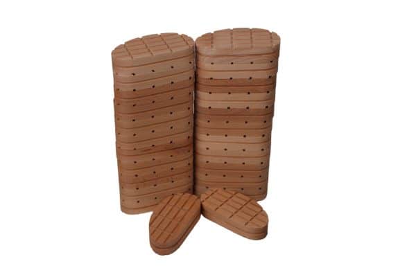 Wooden blocks in the Blockkit Starter Kit for adhering wooden blocks to cow claws. Sold in Canada by Zuidervaart Agri-Import Ltd.