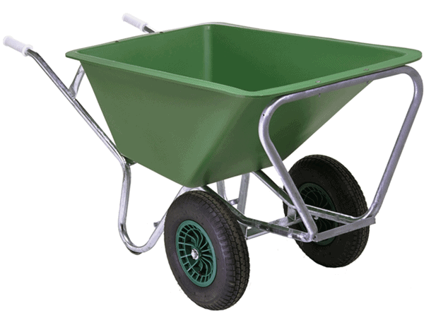 Heavy duty wheelbarrow with galvanized frame. Calf taxi individual calf pens for newborn calves. Sold in Canada by Zuidervaart Agri-Import Ltd.