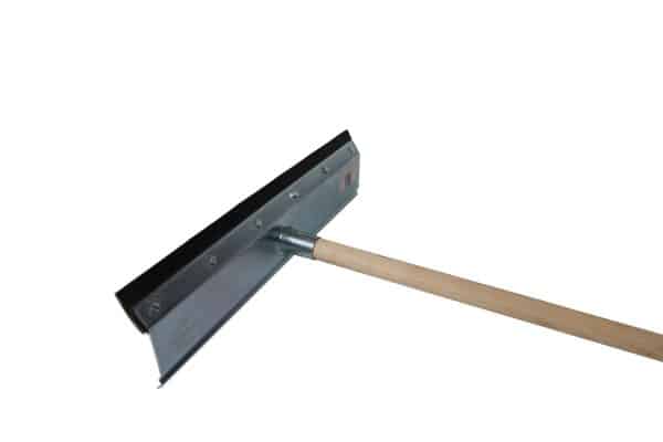 Manure scraper with wooden handle. Sold in Canada by Zuidervaart Agri-Import Ltd.